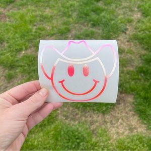 🎄 Cowboy Smiley Face Vinyl Decal